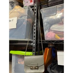 Furla Metropolis Mini Crossbody‎ Bag Gray Leather Chain Shoulder Bag